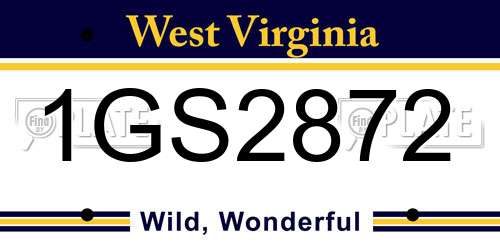 1GS2872 West Virginia License Plate