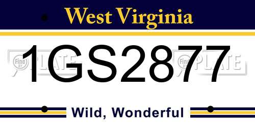 1GS2877 West Virginia License Plate