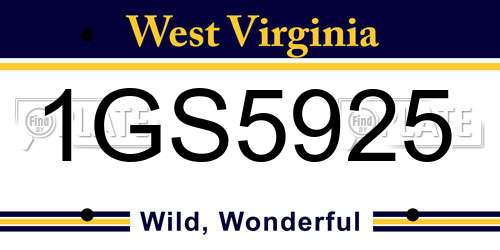 1GS5925 West Virginia License Plate