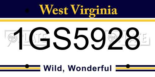 1GS5928 West Virginia License Plate