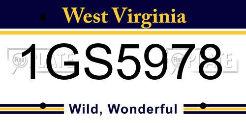 1GS5978 West Virginia License Plate