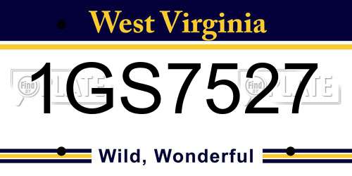 1GS7527 West Virginia License Plate