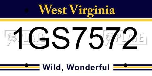 1GS7572 West Virginia License Plate