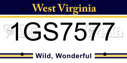1GS7577 West Virginia License Plate