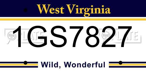 1GS7827 West Virginia License Plate