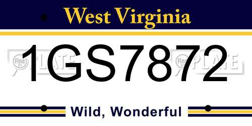 1GS7872 West Virginia License Plate