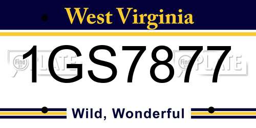1GS7877 West Virginia License Plate