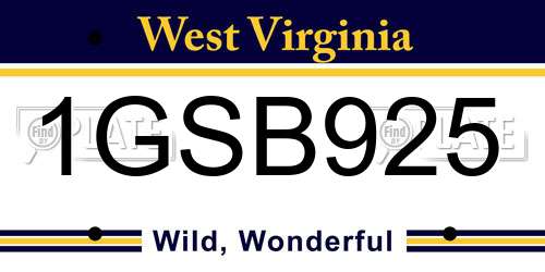 1GSB925 West Virginia License Plate