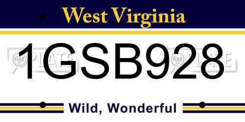 1GSB928 West Virginia License Plate