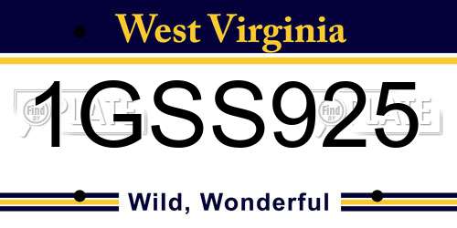1GSS925 West Virginia License Plate