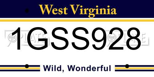 1GSS928 West Virginia License Plate