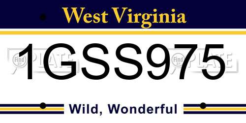 1GSS975 West Virginia License Plate