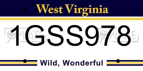 1GSS978 West Virginia License Plate