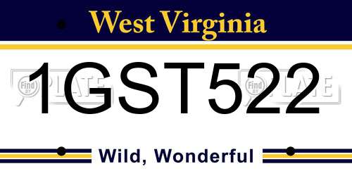 1GST522 West Virginia License Plate
