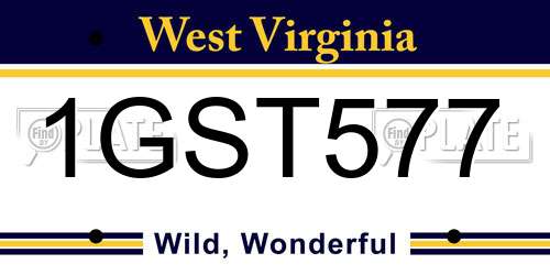 1GST577 West Virginia License Plate