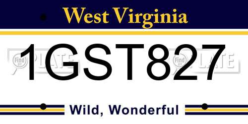 1GST827 West Virginia License Plate