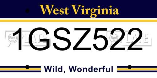 1GSZ522 West Virginia License Plate