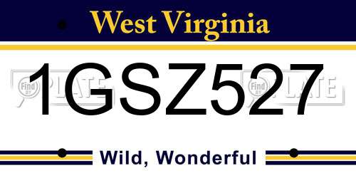 1GSZ527 West Virginia License Plate