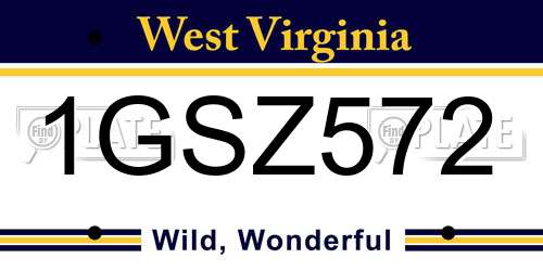 1GSZ572 West Virginia License Plate
