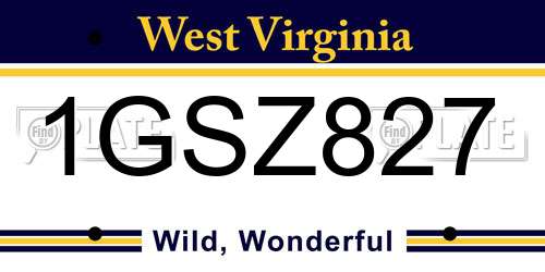 1GSZ827 West Virginia License Plate