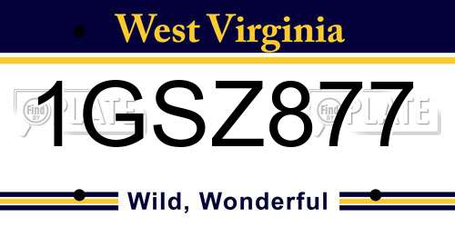 1GSZ877 West Virginia License Plate