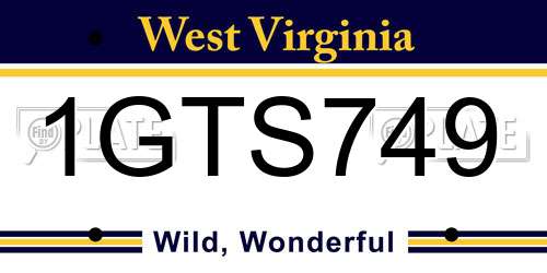 1GTS749 West Virginia License Plate