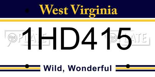 1HD415 West Virginia License Plate