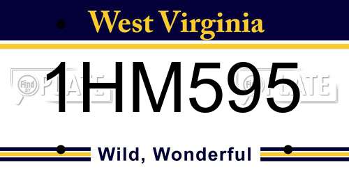1HM595 West Virginia License Plate
