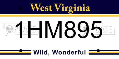 1HM895 West Virginia License Plate
