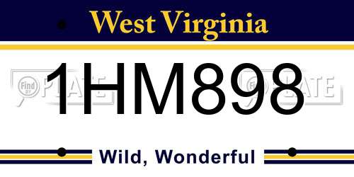 1HM898 West Virginia License Plate