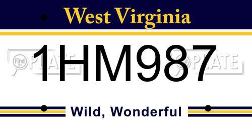 1HM987 West Virginia License Plate
