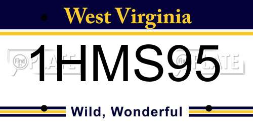 1HMS95 West Virginia License Plate