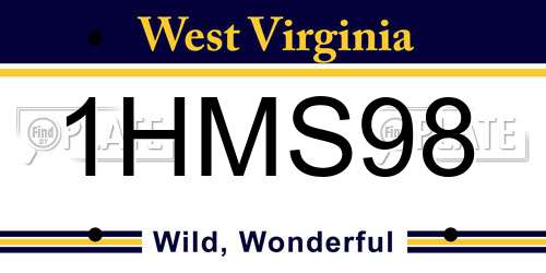 1HMS98 West Virginia License Plate