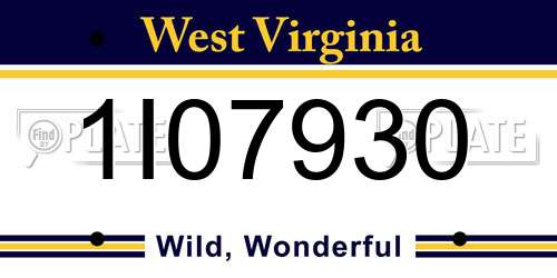 1I07930 West Virginia License Plate