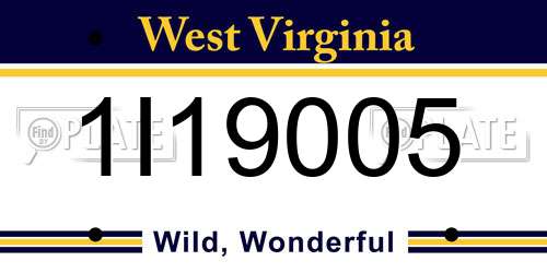 1I19005 West Virginia License Plate