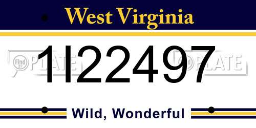 1I22497 West Virginia License Plate