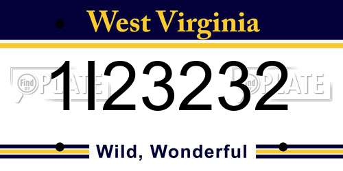 1I23232 West Virginia License Plate
