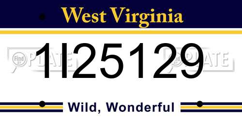 1I25129 West Virginia License Plate