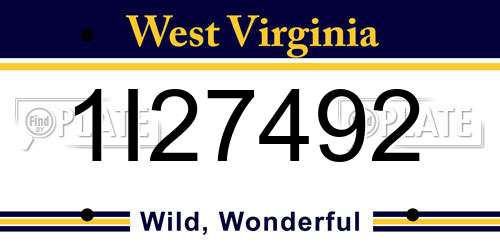 1I27492 West Virginia License Plate