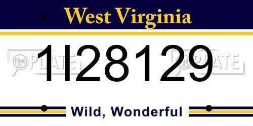 1I28129 West Virginia License Plate