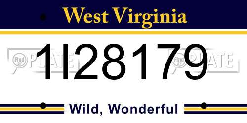 1I28179 West Virginia License Plate