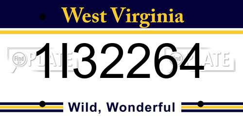 1I32264 West Virginia License Plate