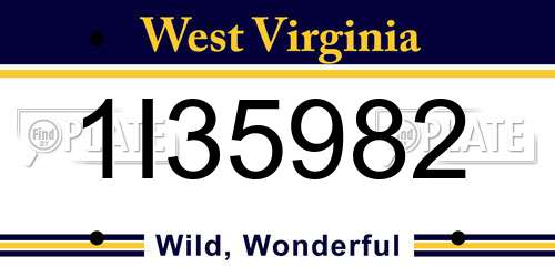 1I35982 West Virginia License Plate