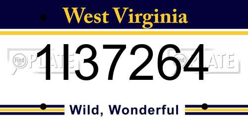 1I37264 West Virginia License Plate