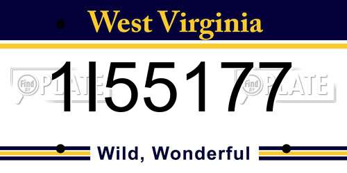 1I55177 West Virginia License Plate