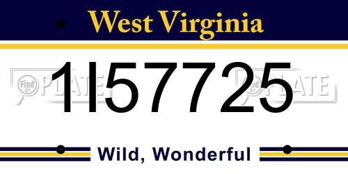1I57725 West Virginia License Plate