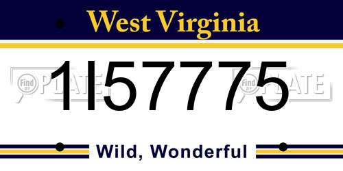 1I57775 West Virginia License Plate