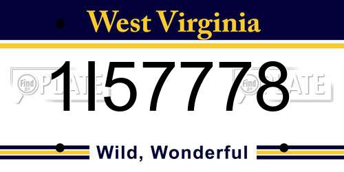 1I57778 West Virginia License Plate