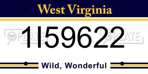 1I59622 West Virginia License Plate