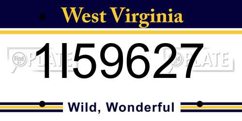 1I59627 West Virginia License Plate